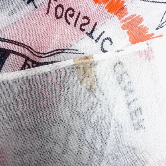 Vintage DIESEL Industry scarf shawl Ex-Lg 40" white orange black (69 - Picture 6 of 10